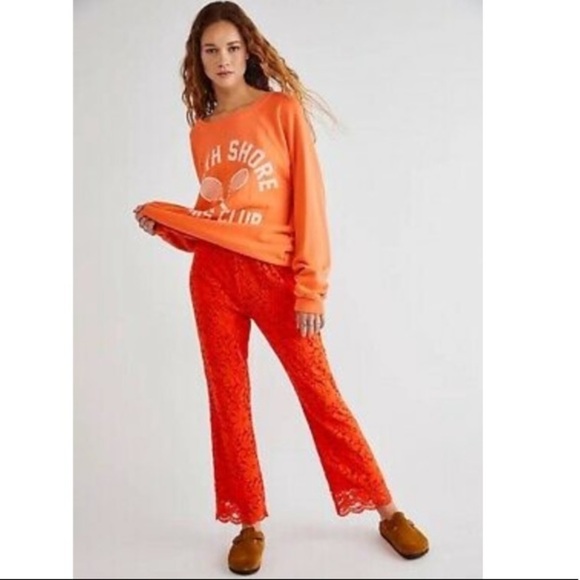 Free People Pants - Free People Wild Lace Pull On Crop retro Flare 70s Pants Small women’s nwot